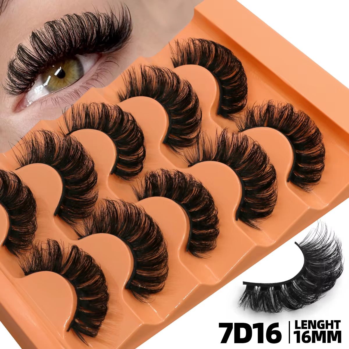 5 Pairs Fluffy 8D Volume False Lashes – Dramatic, Curly & Lightweight