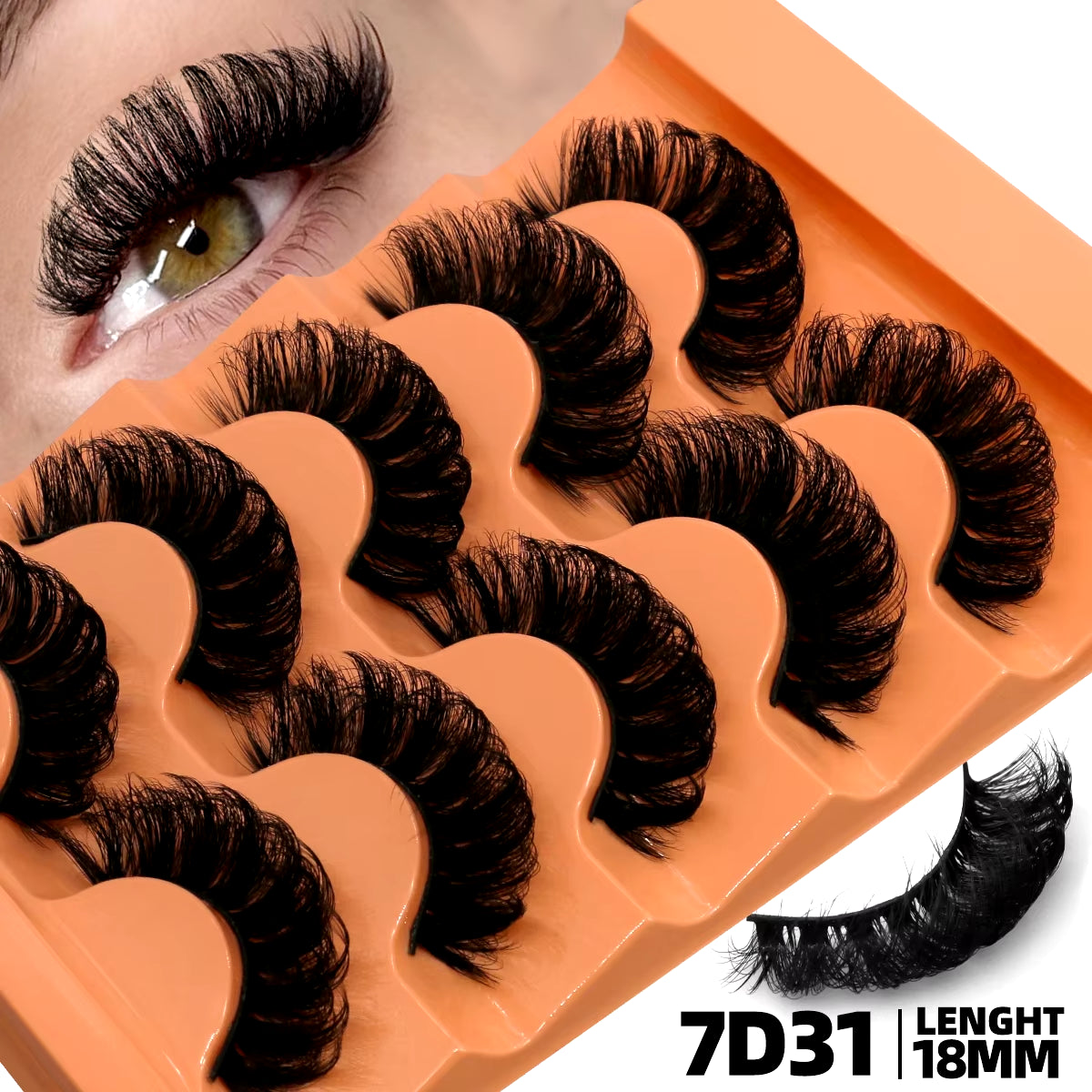 5 Pairs Fluffy 8D Volume False Lashes – Dramatic, Curly & Lightweight