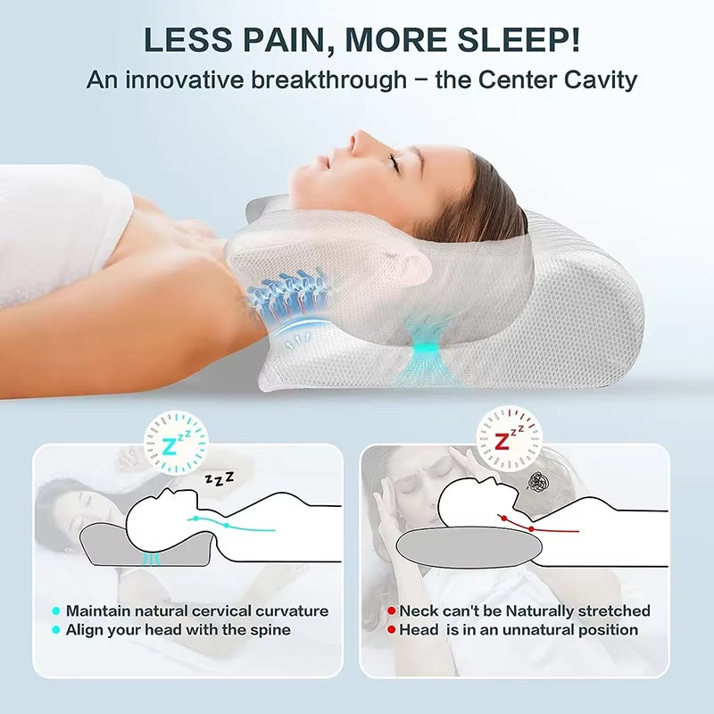 Ergonomic Memory Foam Cervical Pillow | Orthopedic Neck Support for Pain Relief & Better Sleep