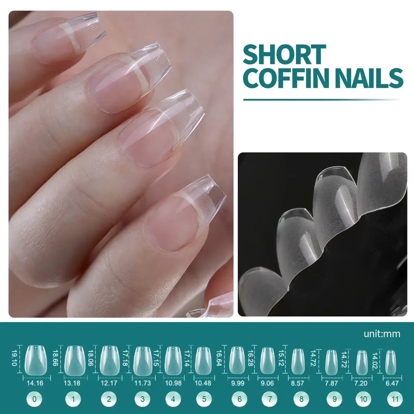 120Pcs Fake Nails Full Cover Press on Nails Coffin Soft Gel American Pose Capsule False Nail Tips for Extension System