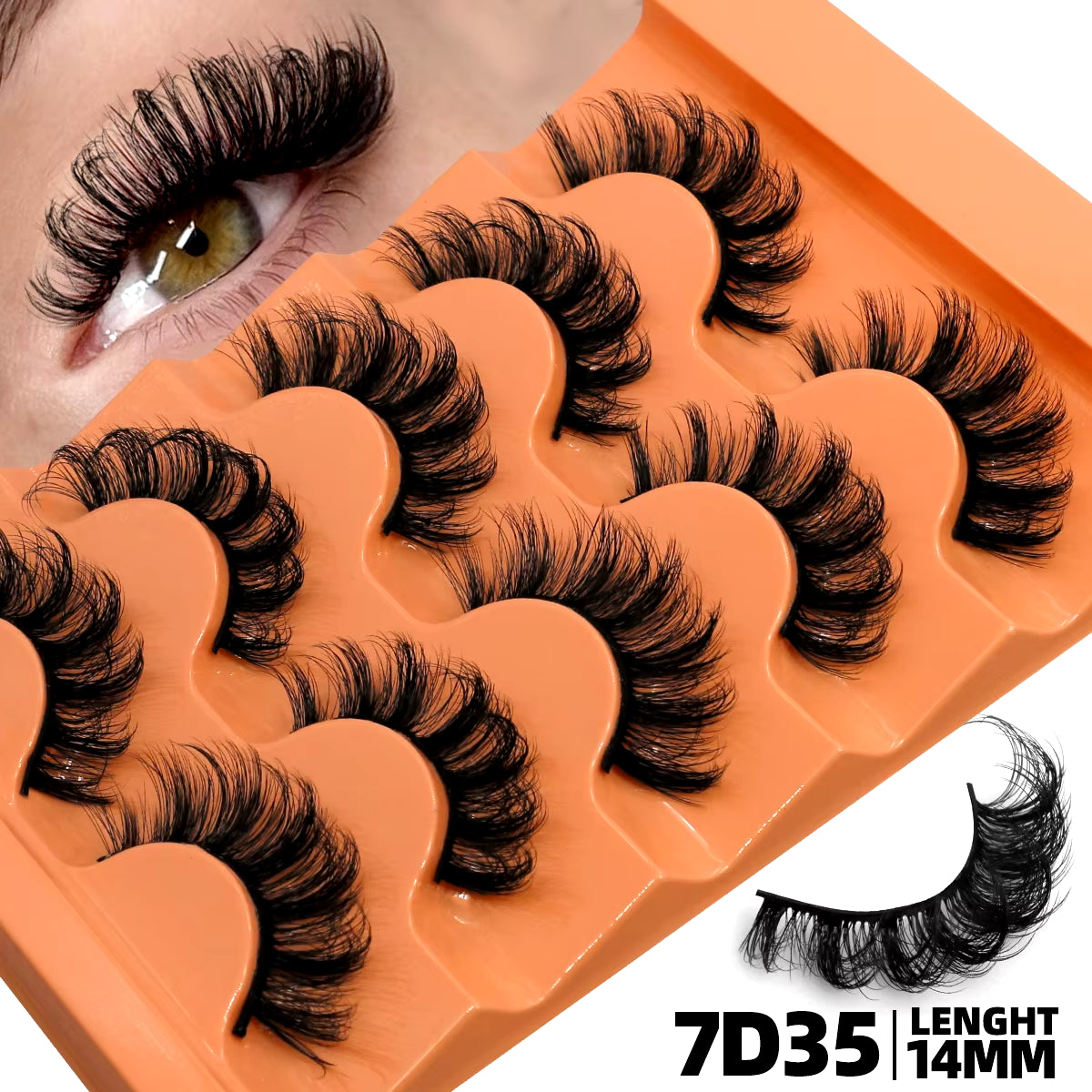 5 Pairs Fluffy 8D Volume False Lashes – Dramatic, Curly & Lightweight