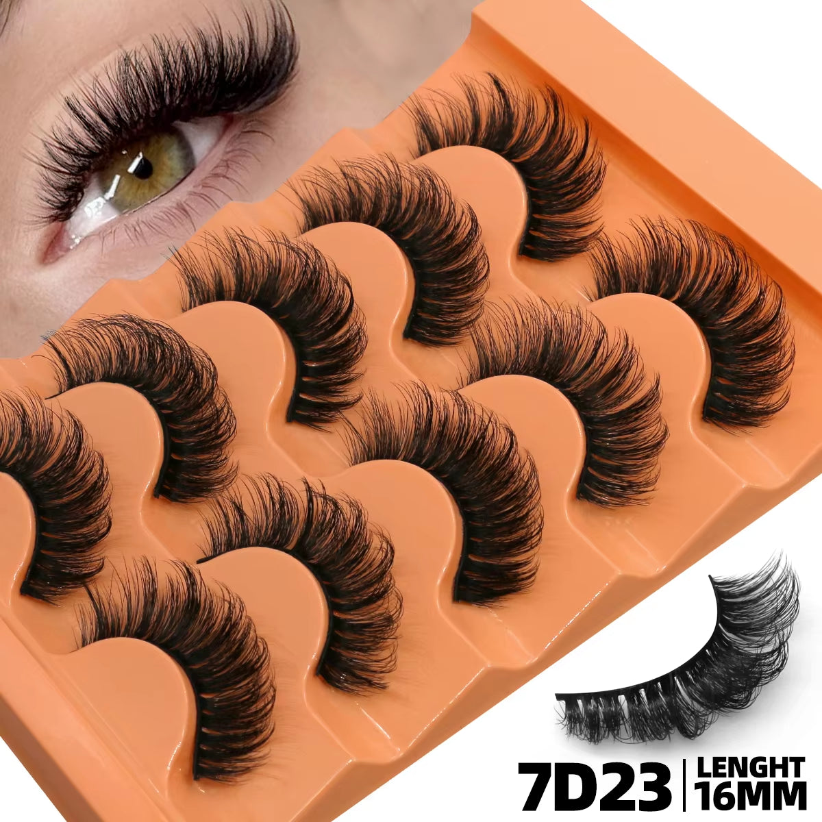 5 Pairs Fluffy 8D Volume False Lashes – Dramatic, Curly & Lightweight