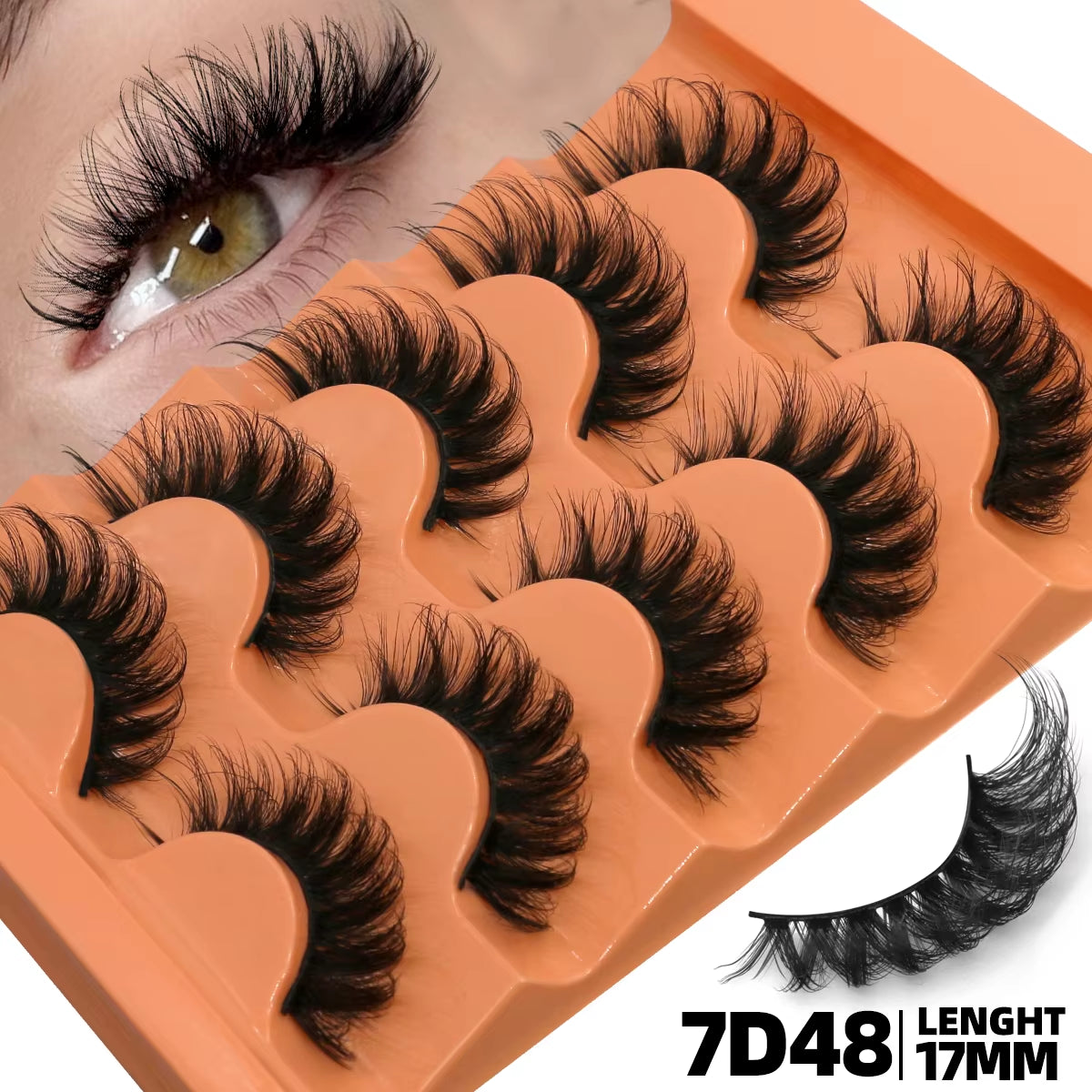 5 Pairs Fluffy 8D Volume False Lashes – Dramatic, Curly & Lightweight