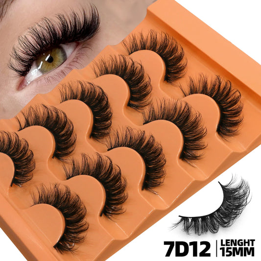 5 Pairs Fluffy 8D Volume False Lashes – Dramatic, Curly & Lightweight