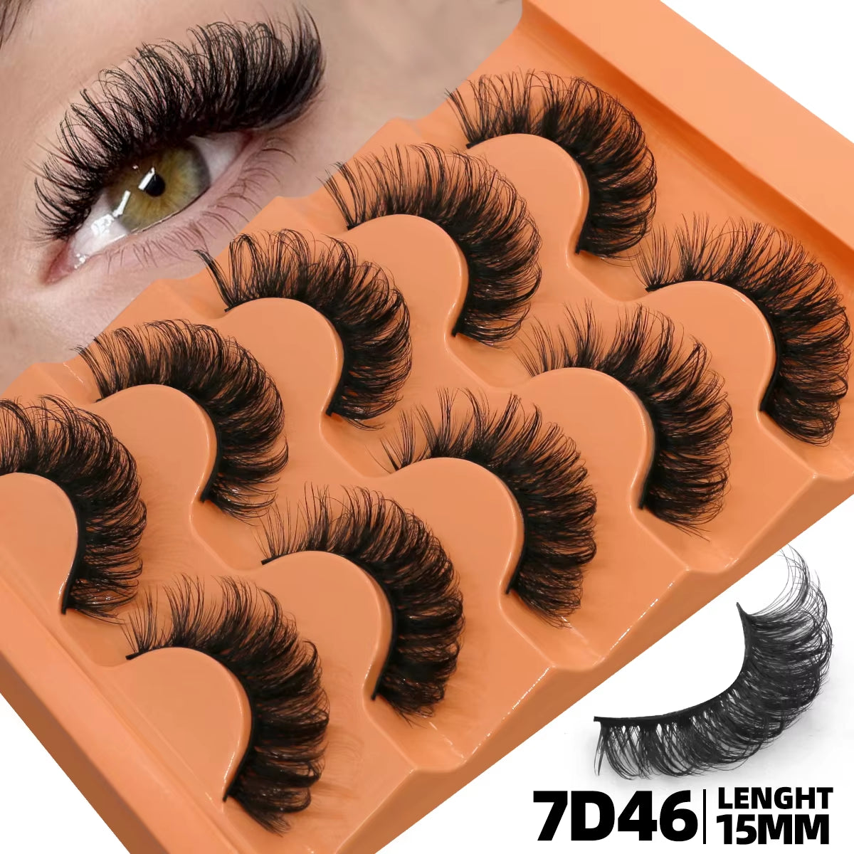 5 Pairs Fluffy 8D Volume False Lashes – Dramatic, Curly & Lightweight