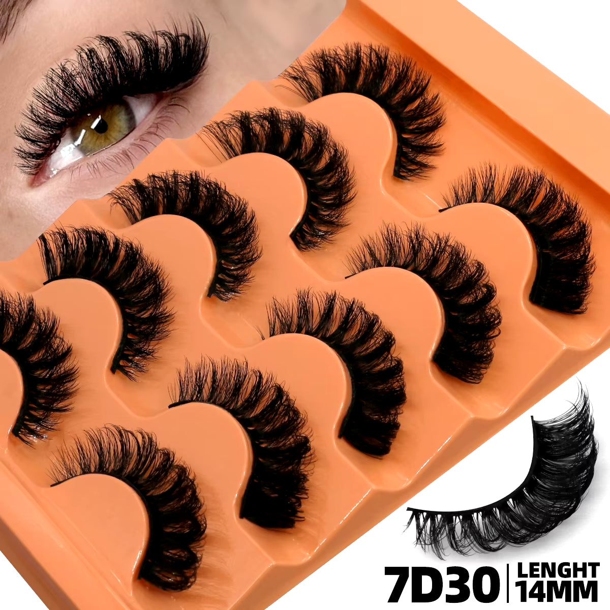 5 Pairs Fluffy 8D Volume False Lashes – Dramatic, Curly & Lightweight