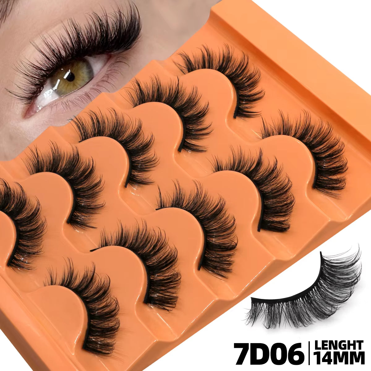 5 Pairs Fluffy 8D Volume False Lashes – Dramatic, Curly & Lightweight