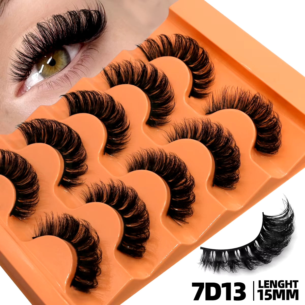 5 Pairs Fluffy 8D Volume False Lashes – Dramatic, Curly & Lightweight