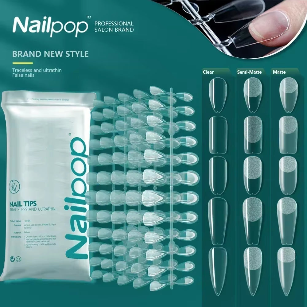 120Pcs Fake Nails Full Cover Press on Nails Coffin Soft Gel American Pose Capsule False Nail Tips for Extension System