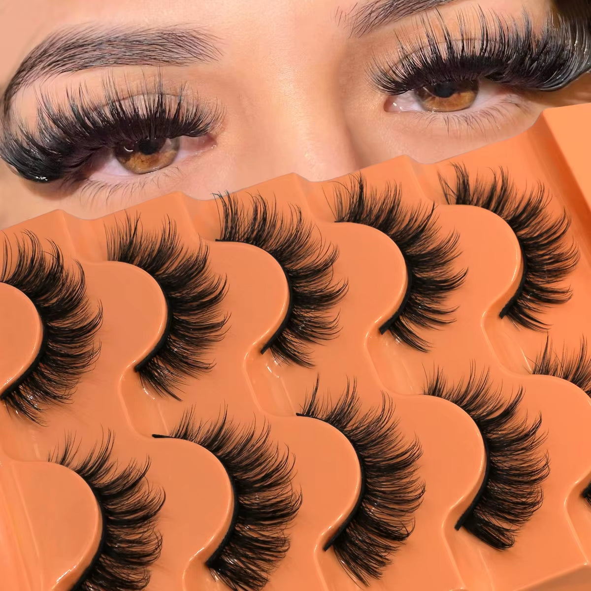 5 Pairs Fluffy 8D Volume False Lashes – Dramatic, Curly & Lightweight