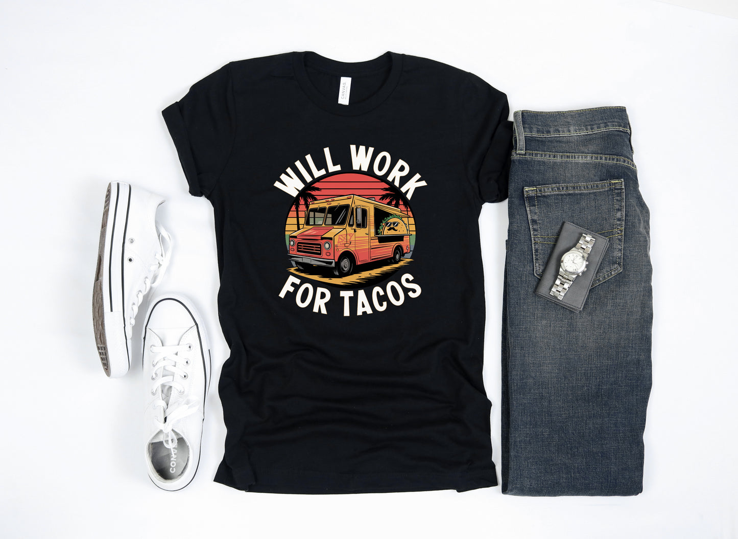 "Will Work for Tacos" Funny Vintage Unisex Tee - FREE SHIPPING